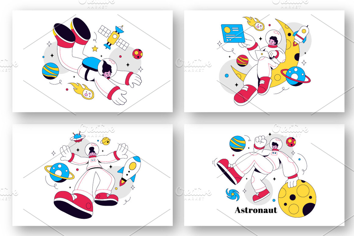 10 Astronaut Vector Illustration, a Person Illustration by denayunebgt (Photo 2 of 4)