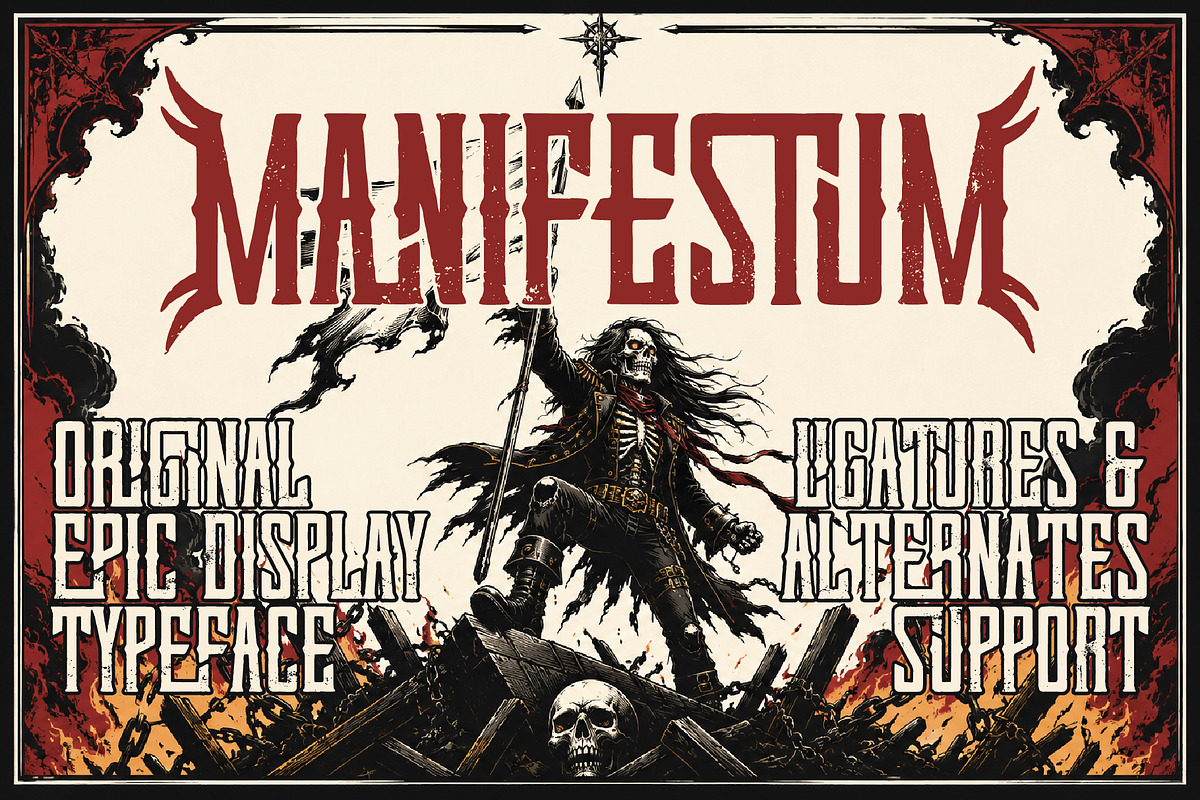 Manifestum | Display Typeface, a Blackletter Font by VozzyStock (Photo 1 of 9)