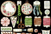 Watercolor embroidery clipart., an Illustration by Mary (Thumbnail 3 of 5)