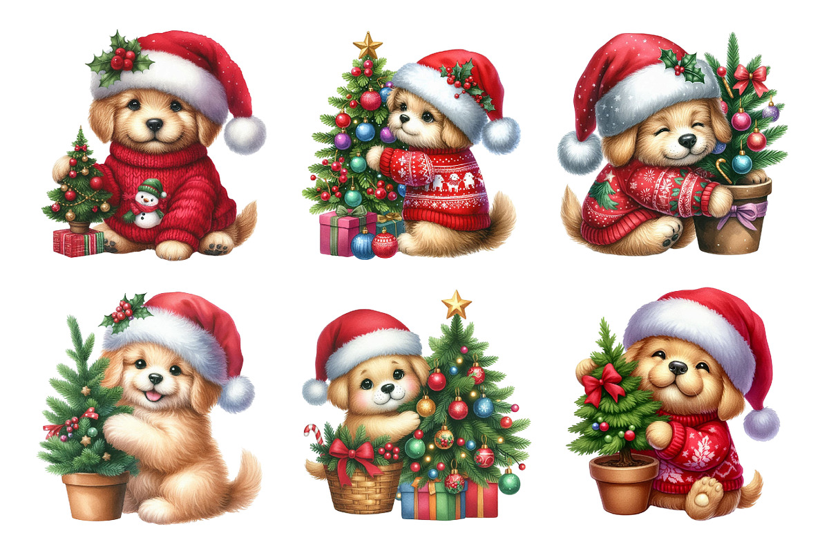 Cute Christmas Puppy Clip Art, an Illustration by Design Market (Photo 3 of 5)