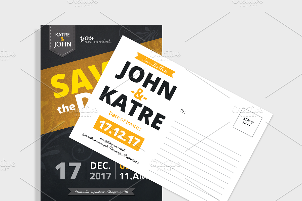 Wedding Invitation Post Card, an Invitation Template by GenerousArt