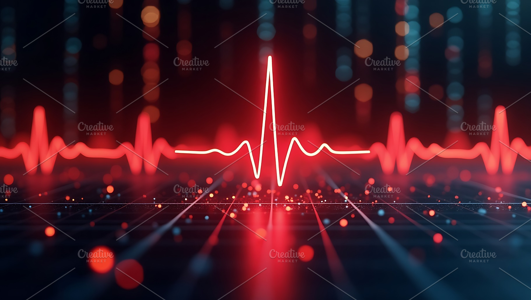 Red heartbeat pulse medical, a Technology Photo by Artonix