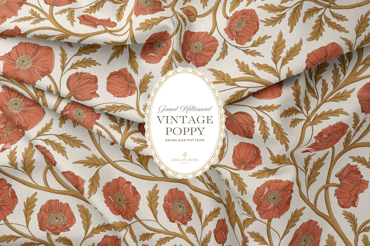 Vintage Poppy Floral Patterns, a Pattern Graphic by Eclectic Anthology (Photo 13 of 13)