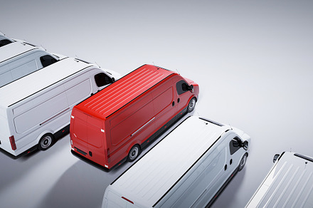 Fleet of commercial trucks containing van, truck, and transport, a Transportation Photo by Photocreo Michal Bednarek