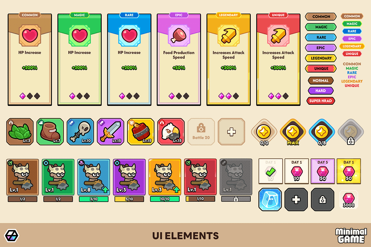 GUI Pro - Minimal Game Light, an UI Kit Template by LAYERLAB (Photo 6 of 51)
