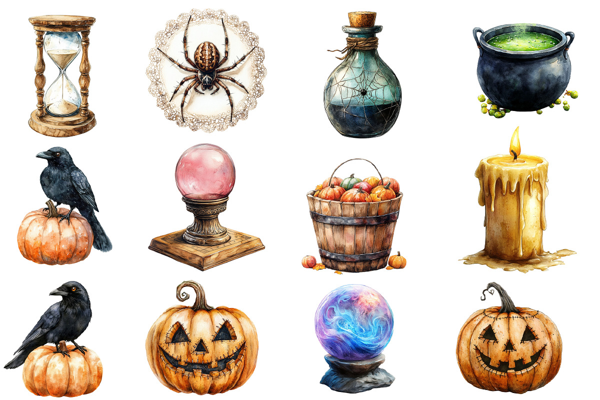 Vintage Halloween Clipart, an Illustration by Designworld (Photo 3 of 5)