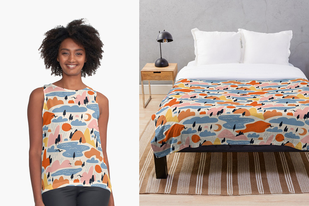 Abstract landscape seamless pattern, a Pattern Graphic by Alenkakarabanova (Photo 3 of 3)