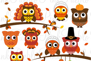 Thanksgiving Owl Clipart & Vectors