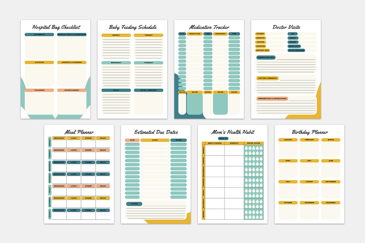 Pregnancy Planner Bundle Pack, a Stationery Template by MNT-Creator (Photo 6 of 6)