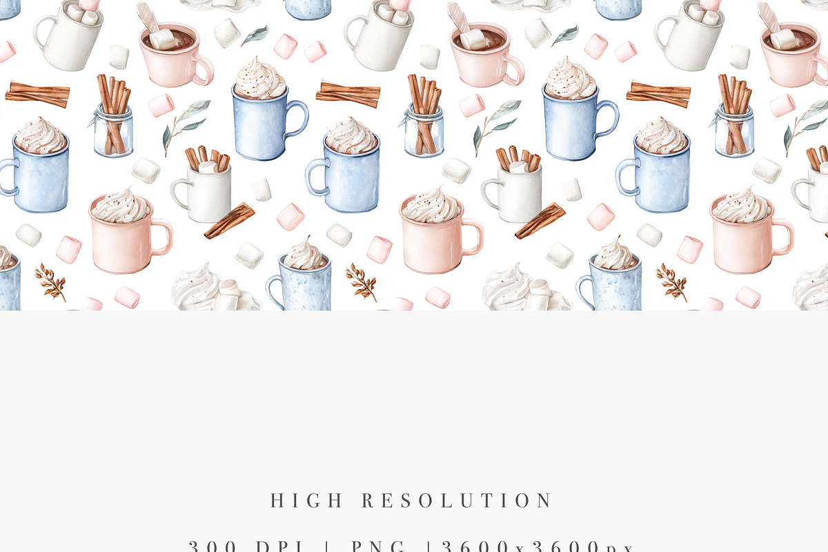 Hot Chocolate Seamless Pattern, a Decorative Illustration by Pati Charm Studio (Photo 3 of 7)