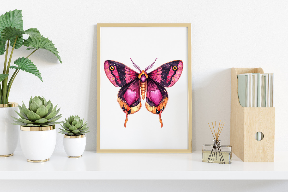 Watercolor Night Moths Clipart, an Illustration by Canvas Craft (Photo 7 of 8)