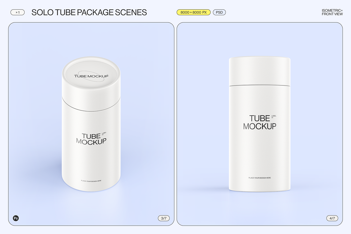 Paper Tube Package Mockup Set 2, a Cups & Container Mockup by Samolevsky (Photo 8 of 17)