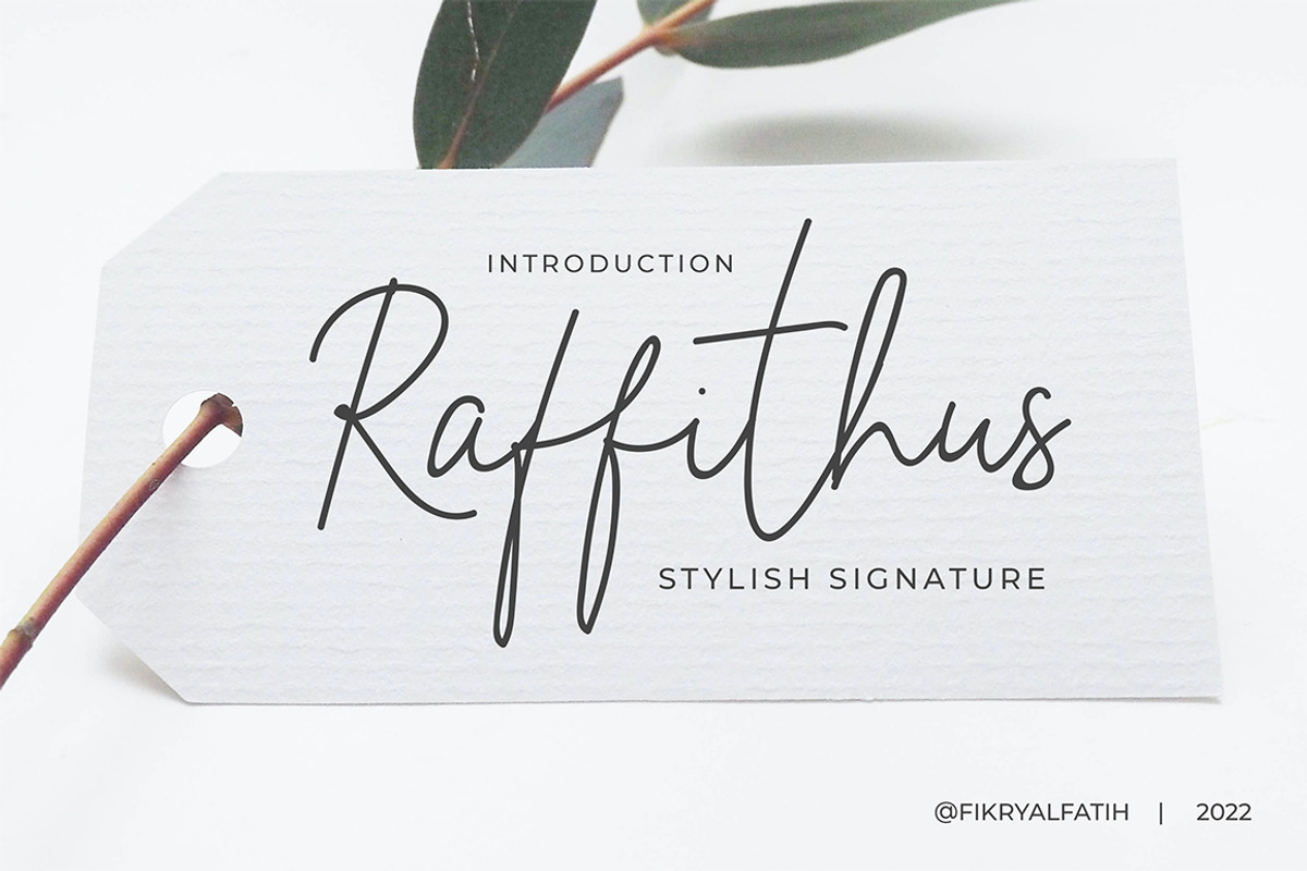 Raffithus Stylish Signature Font, a Script Font by Fikry Alfatih (Photo 1 of 10)