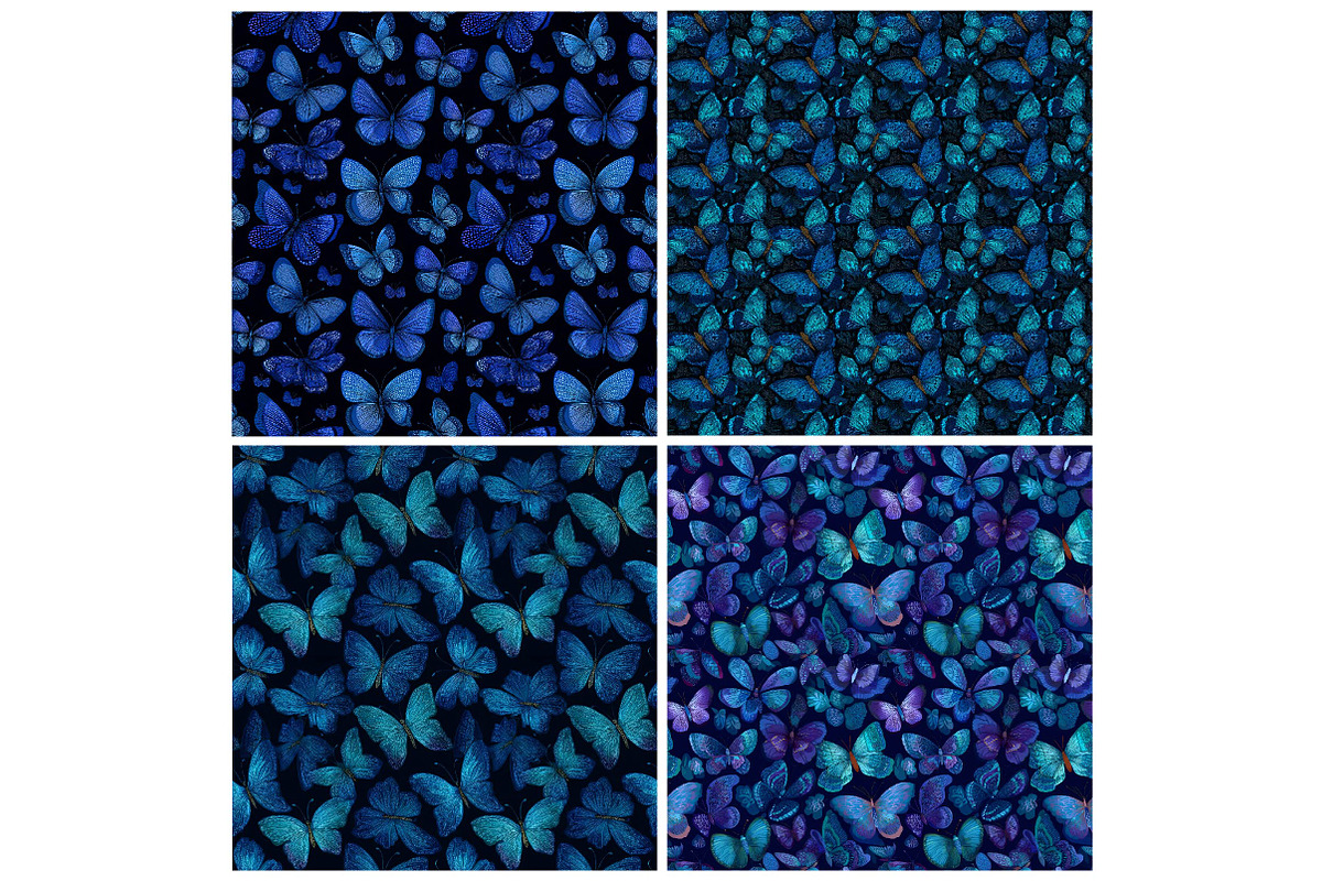 Blue Butterfly Patterns, a Texture Illustration by DreamPrint404