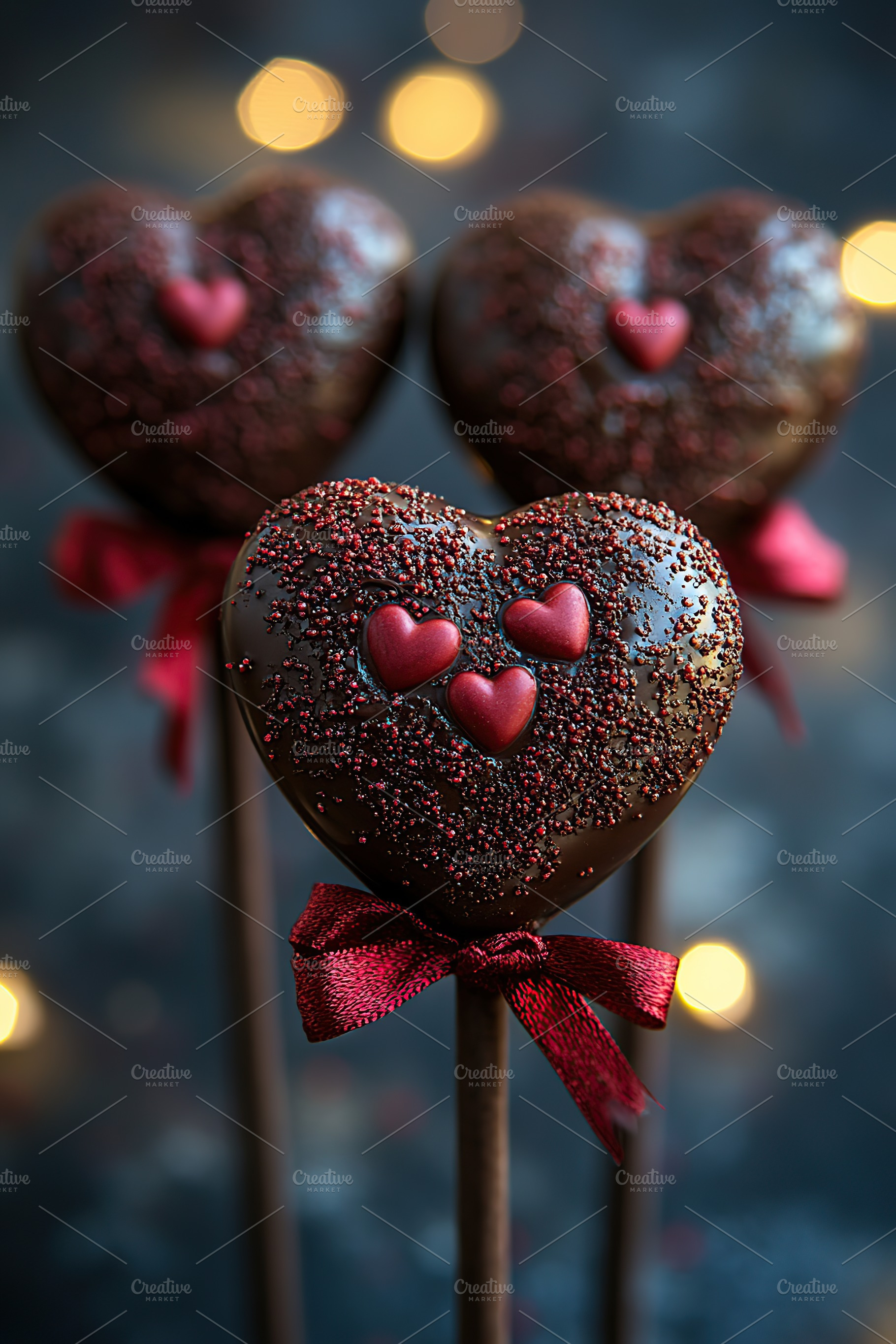 Chocolate heart shaped on lights background, a Food & Drink Photo by AlyaAnd