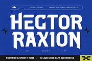 Hector Raxion Futuristic Sport Font, a Sans Serif Font by timelesstype.co (Thumbnail 1 of 20)