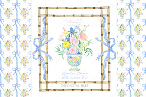 Chinoiseries Jar Bamboo Frame, an Illustration by LABFcreations
