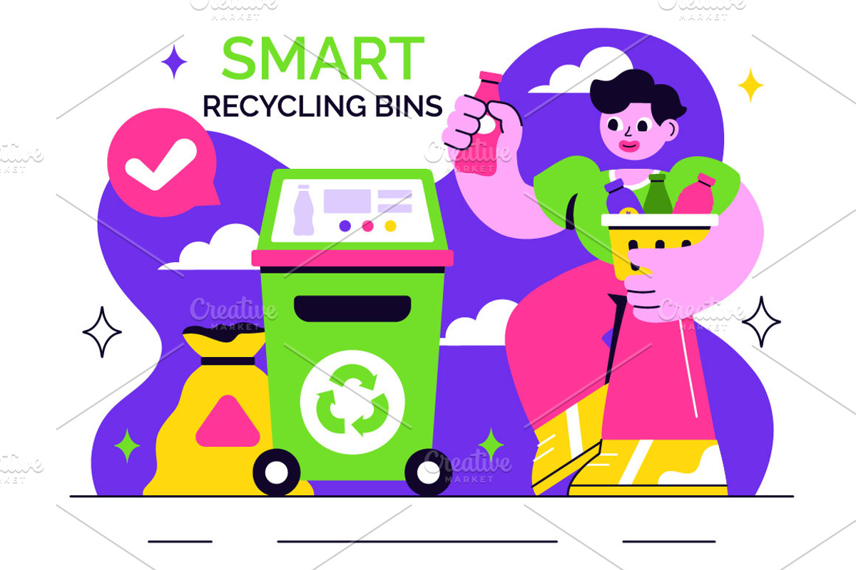 10 Smart Recycling Bins Illustration, an Illustration by denayunebgt (Photo 4 of 4)