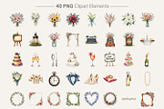 Vintage Botanical Wedding Clipart, an Illustration by Artnoy (Thumbnail 2 of 8)