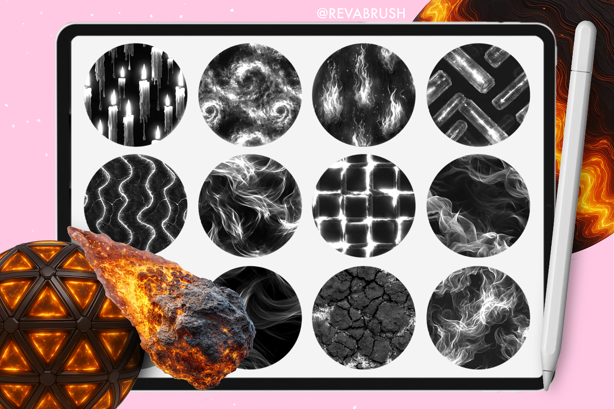 Procreate Volcano Fire texture brush, a Brush Add-On by Revabrush (Photo 7 of 8)