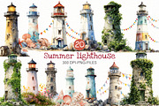 Watercolor Summer lighthouse clipart, an Illustration by Designworld (Thumbnail 1 of 7)
