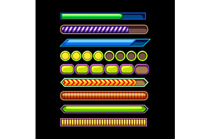 Diverse set of cartoon game progress, a Technology Illustration by pikepicture