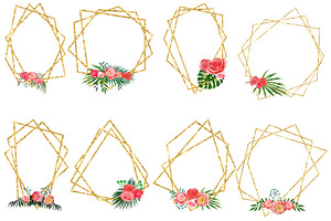 Floral Polygonal Frames Clipart