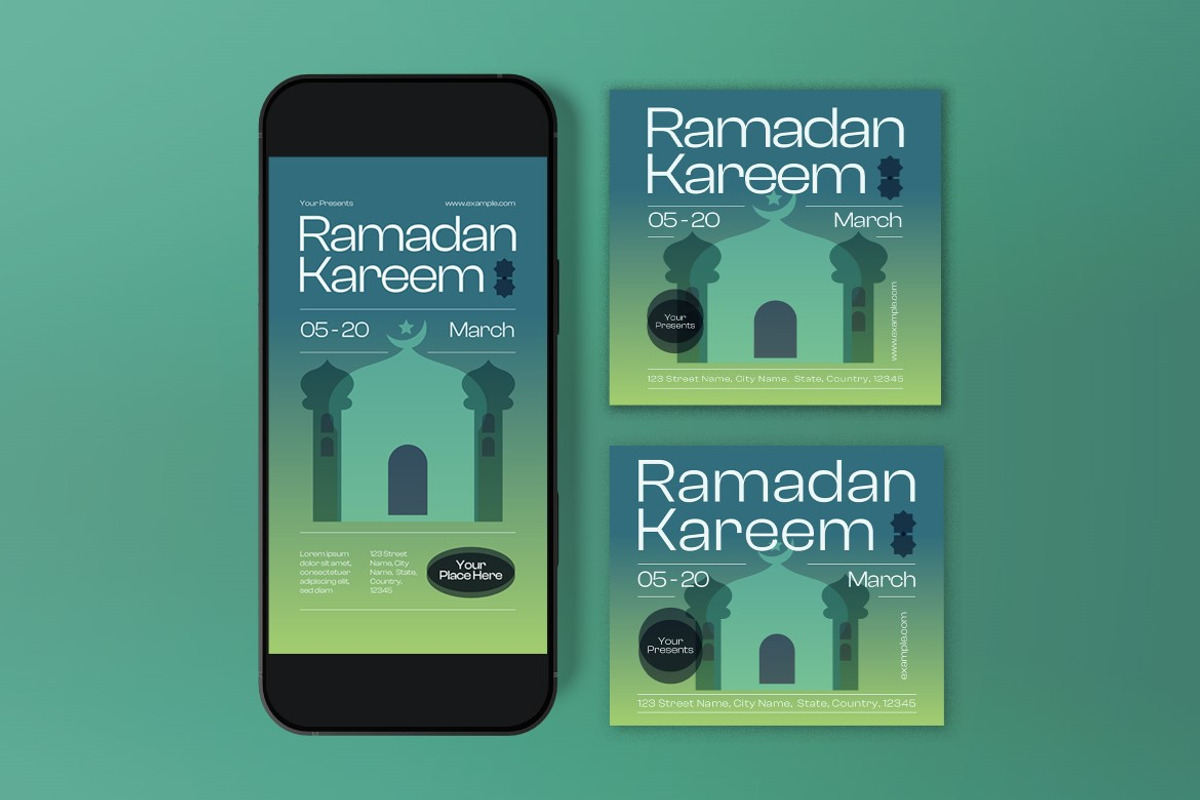 Green Ramadan Kareem Flyer Set, a Flyer Template by graphicook (Photo 6 of 6)
