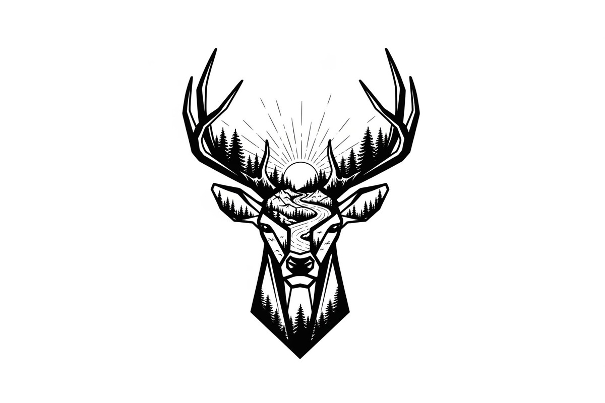 Artistic Geometric Deer Head Bundle, an Illustration by yasushie (Photo 4 of 31)