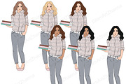 Book Addict Girls Сlipart, a Person Illustration by GlamArtZhanna (Thumbnail 4 of 4)