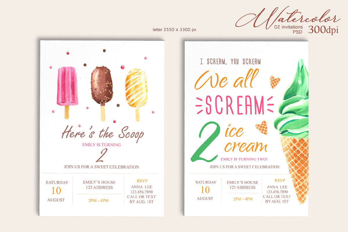 Watercolor ice-cream, an Object Graphic by Anastasia Timosch (Photo 4 of 6)