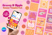 Groovy Summer Instagram Templates, a Social Media Template by Estefidigital (Thumbnail 1 of 6)