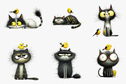 Quirky Cat and bird Clip-Art, an Illustration by CreationArt (Thumbnail 3 of 5)
