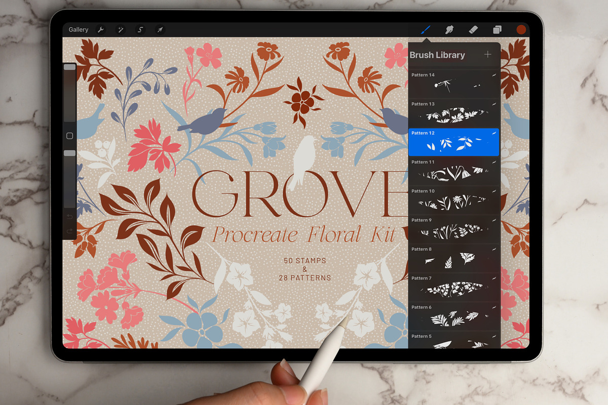 Floral Procreate Brush & Pattern Set, a Brush Add-On by Eclectic Anthology (Photo 9 of 9)