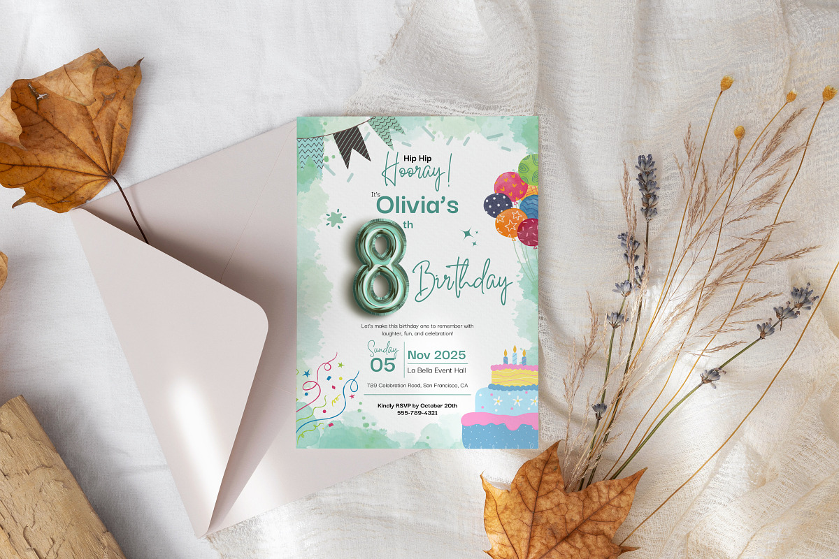 8th Birthday Invitation Canva Temp, an Invitation Template by Snapybiz (Photo 9 of 10)