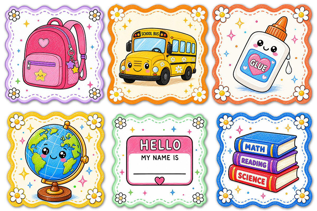 Preppy Back to School Frames Bundle, a Seasonal Illustration by Rose Art (Photo 3 of 3)