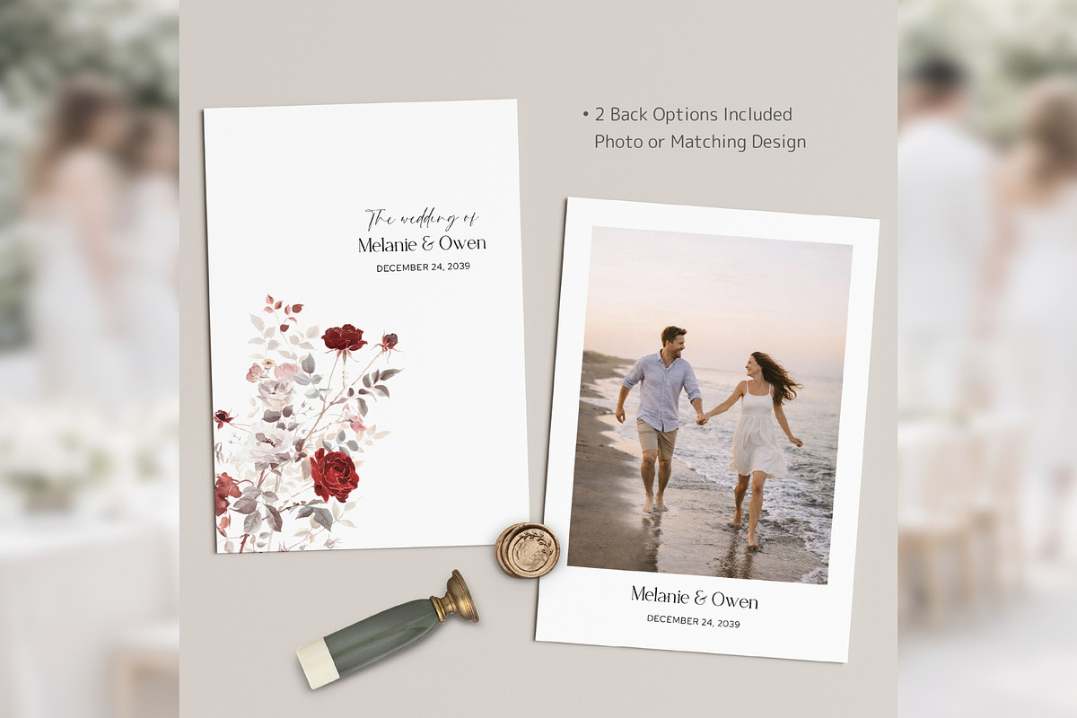 Burgundy Rose Invitation Suite bd013, an Invitation Template by TyphoonStudio (Photo 7 of 10)