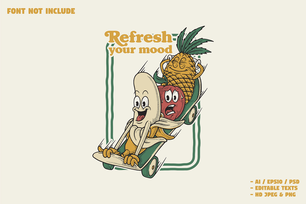 fruits riding skateboard, a Branding & Logo Template by Judsart