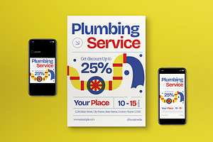 Risograph Plumbing Service Flyer Set, a Flyer Template by graphicook