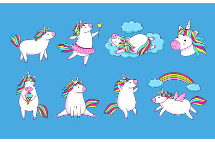 Cute cartoon unicorns. Magic unicorn, a Graphic by winwin.art