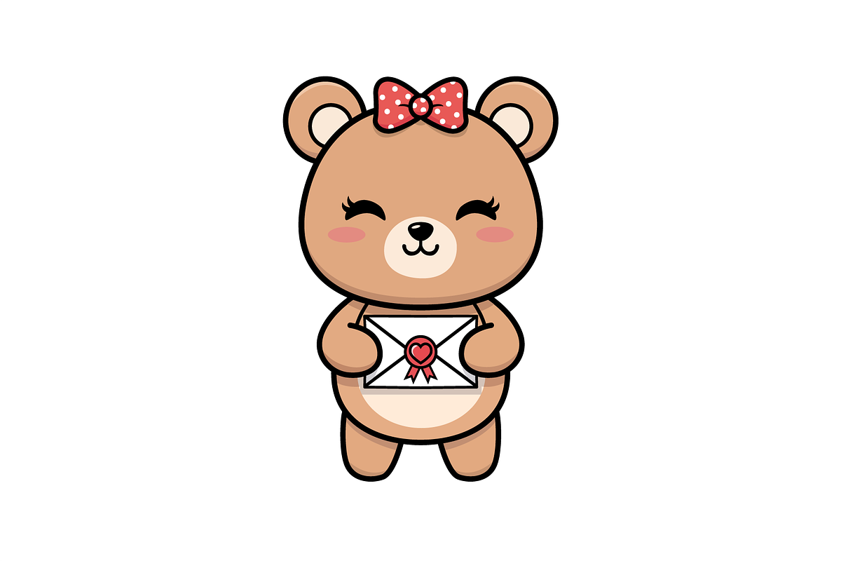 Cute Bear Holding Love Envelope, an Animal Illustration by shazi (Photo 2 of 3)