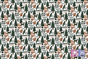 Woodland Mountain Wildlife Pattern