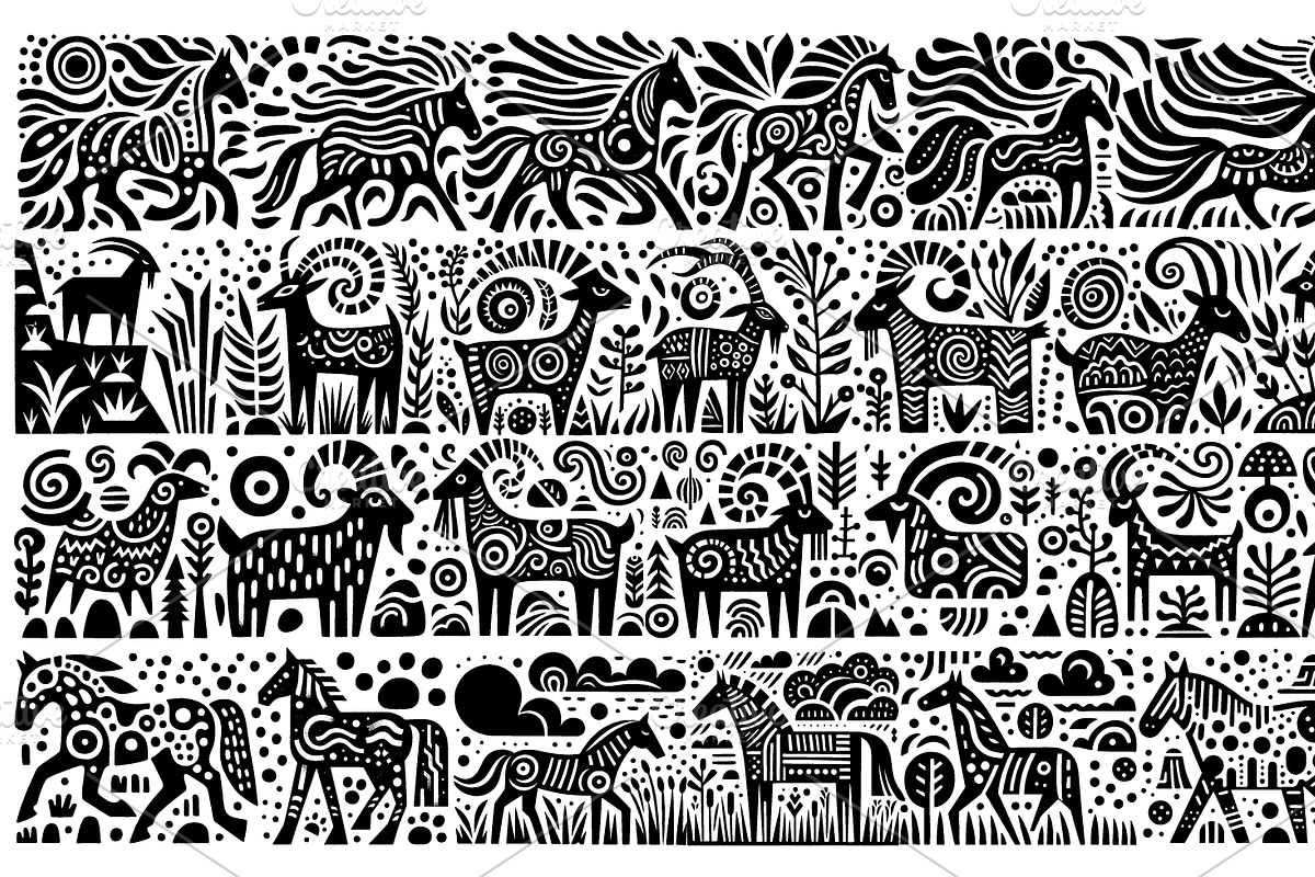 Vintage Animals and Pets Folk Art, a Decorative Illustration by devastd (Photo 5 of 29)