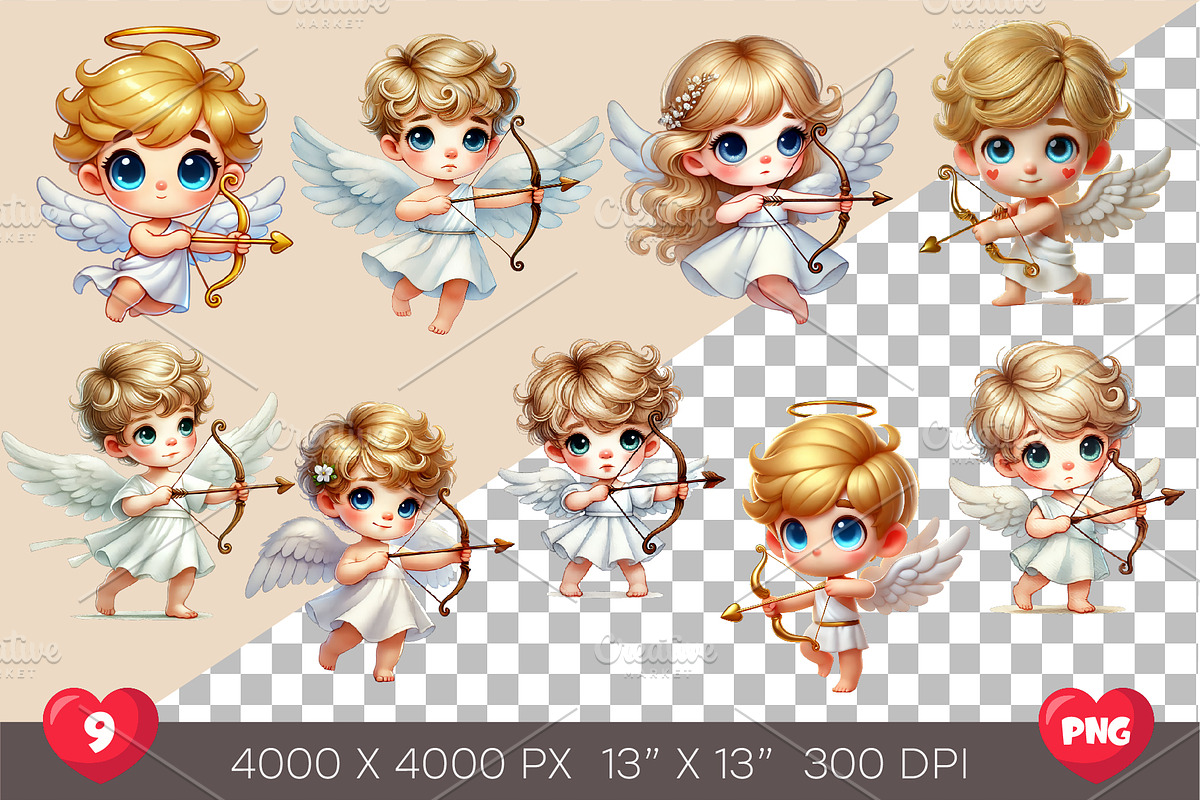 Cartoon Cupid with a bow and arrow., an Animal Illustration by KENO Mascots (Photo 2 of 8)