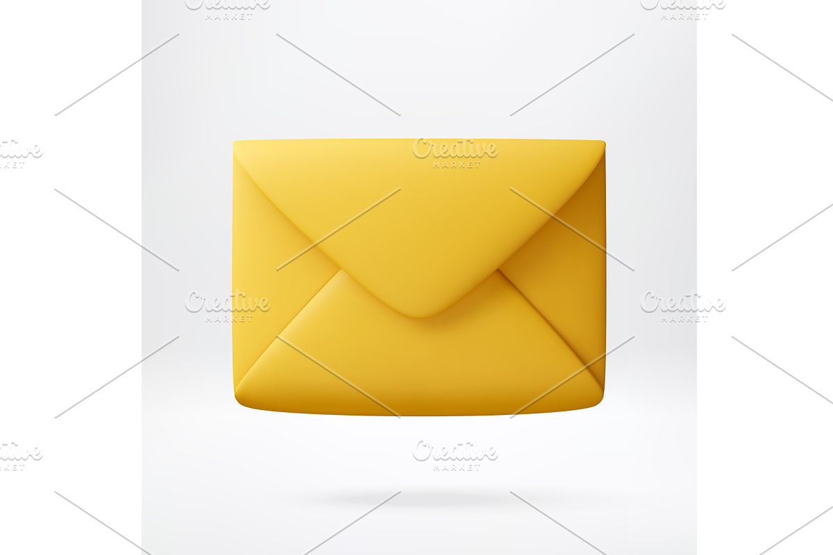 Yellow envelope in 3d style, an Object Illustration by Abscent