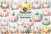 Pastel Pumpkin Sublimation Clipart, an Illustration by SVGArt (Thumbnail 1 of 8)