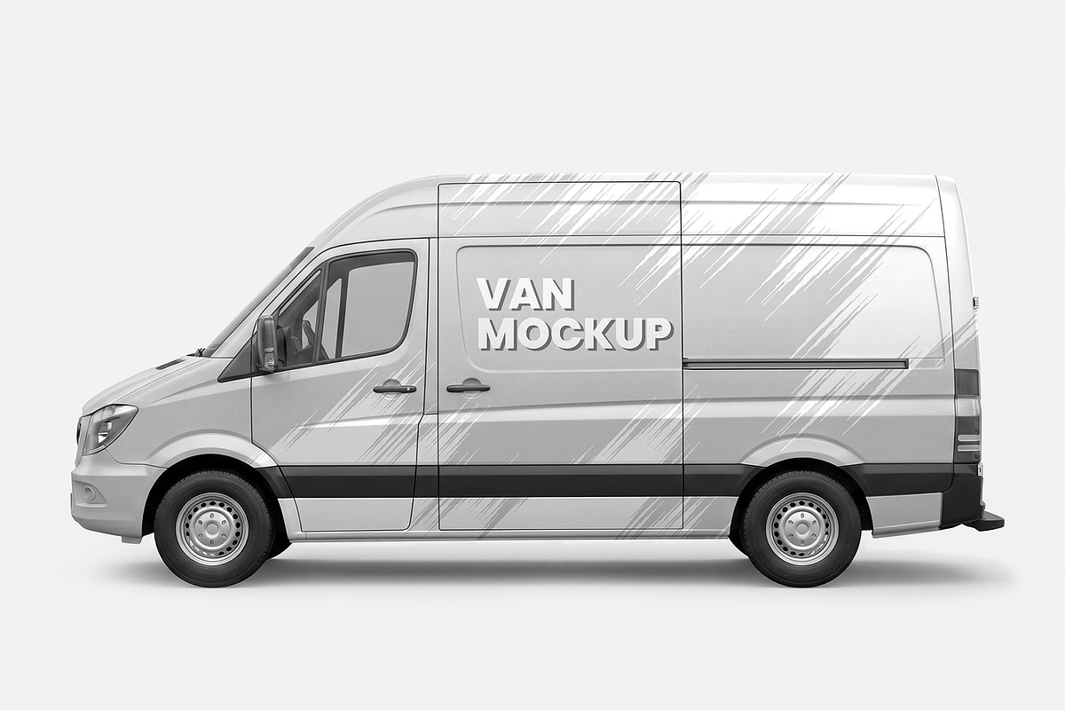 Cargo Van Vehicle Wrap Mockup, an Advertising Mockup by graphypix (Photo 4 of 4)