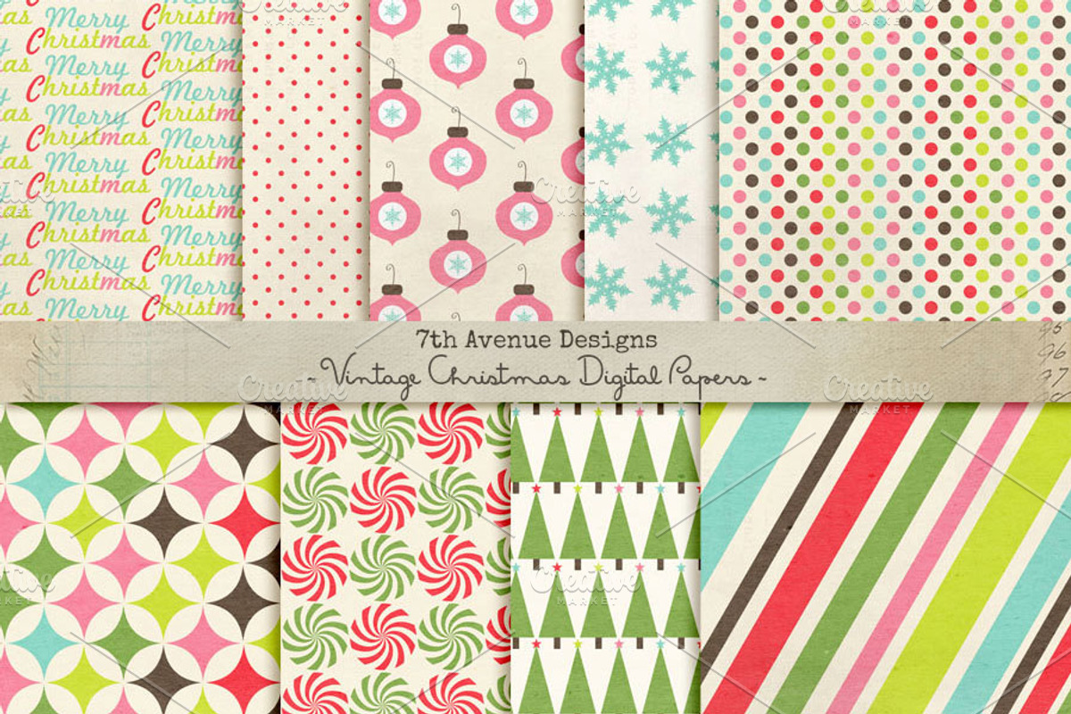 Vintage Christmas Digital Papers