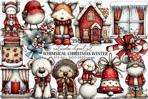 Whimsical Christmas Winter Clipart, an Illustration by Canvas Craft