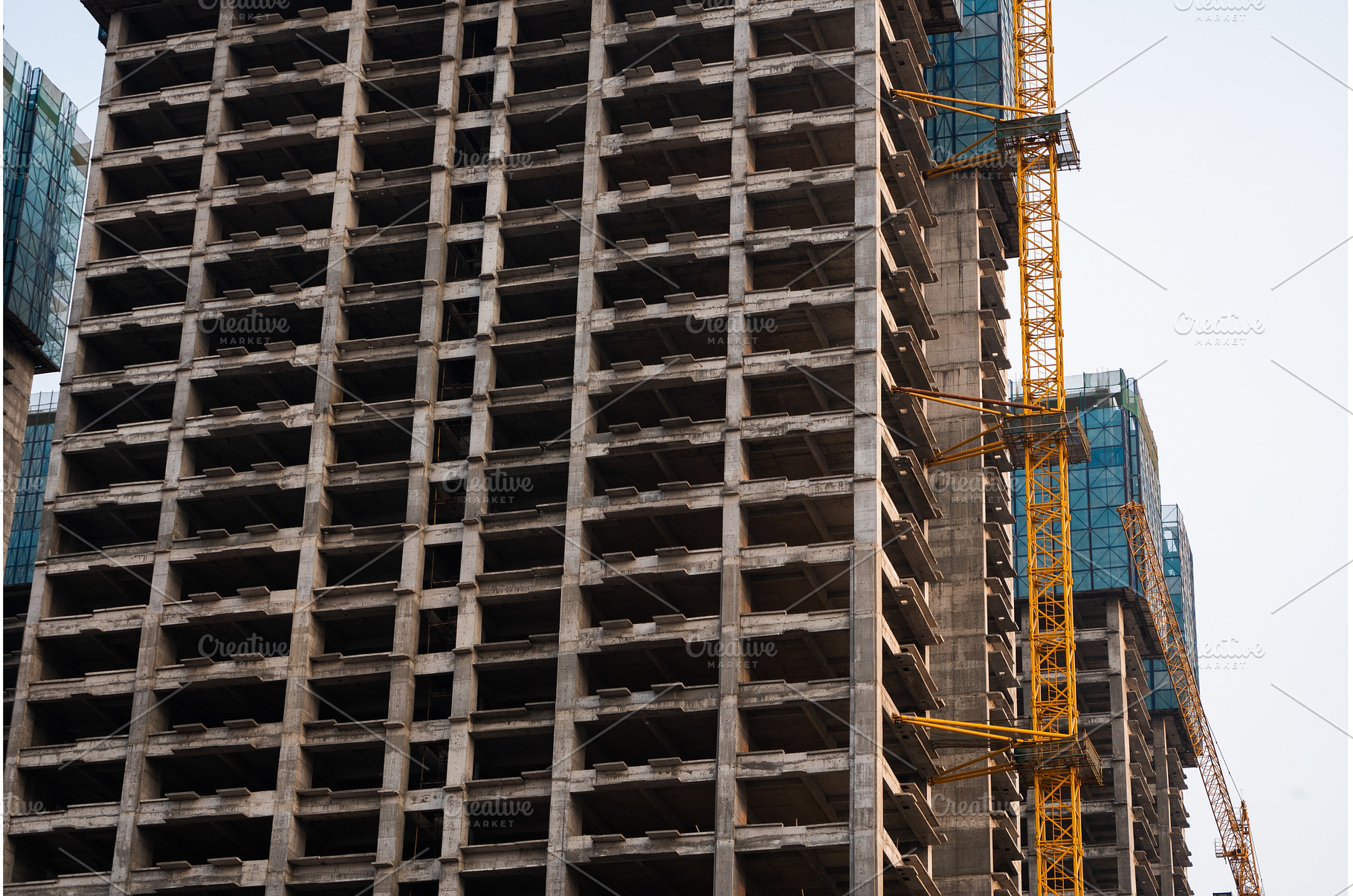 Close view of raw concrete columns, an Industrial Photo by volodymyrshtun13795